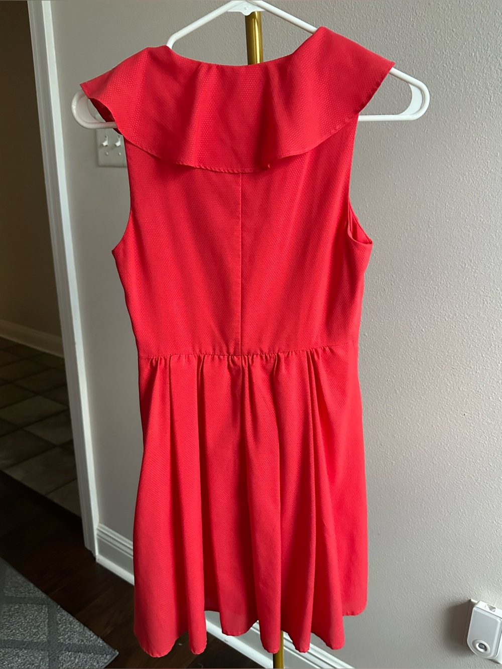 Express Coral Ruffle V-Neck Mini Dress - Picture 2 of 2
